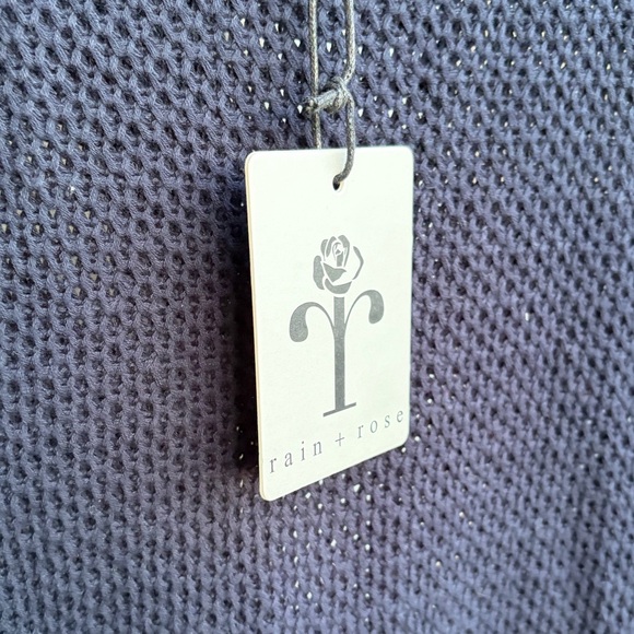 🆕Rain+Rose Navy Crochet Granny Square Sweater Top SizeM Boho Cottagecore Cotton - Picture 10 of 11